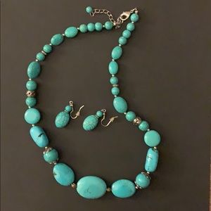 Turquoise & Silver Necklace and earring set